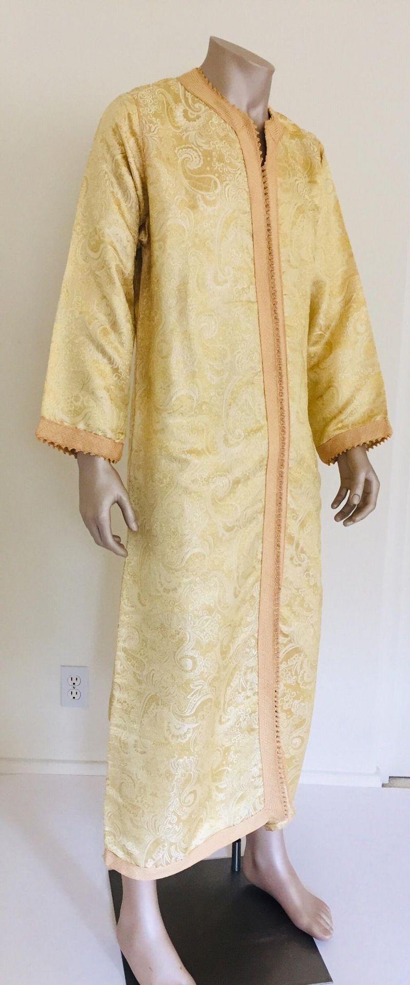 Moroccan Kaftan Gold and Silver Brocade 1970s Maxi Dress Caftan