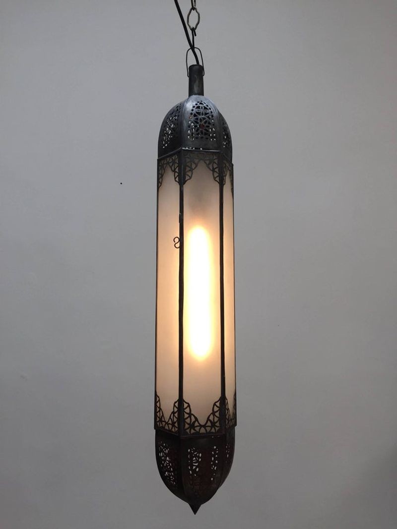 Handcrafted Moroccan Moorish Milky Glass Pendant Light