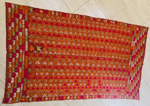 Phulkari Bawan Bagh Wedding Shawl, Silk Embroidery on Cotton, Punjab India