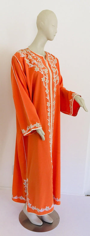 Moroccan Orange Kaftan Maxi Dress Caftan