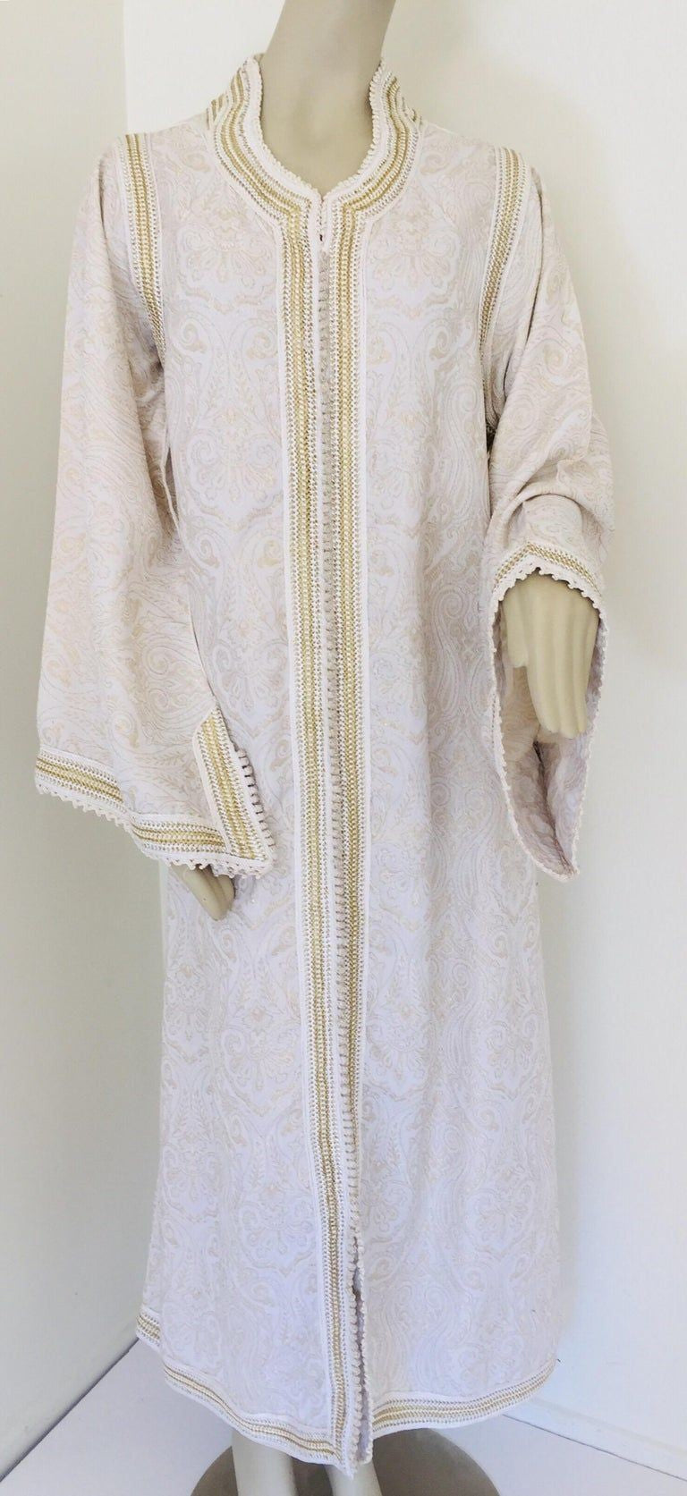 Moroccan White Kaftan Maxi Dress Caftan Size Large