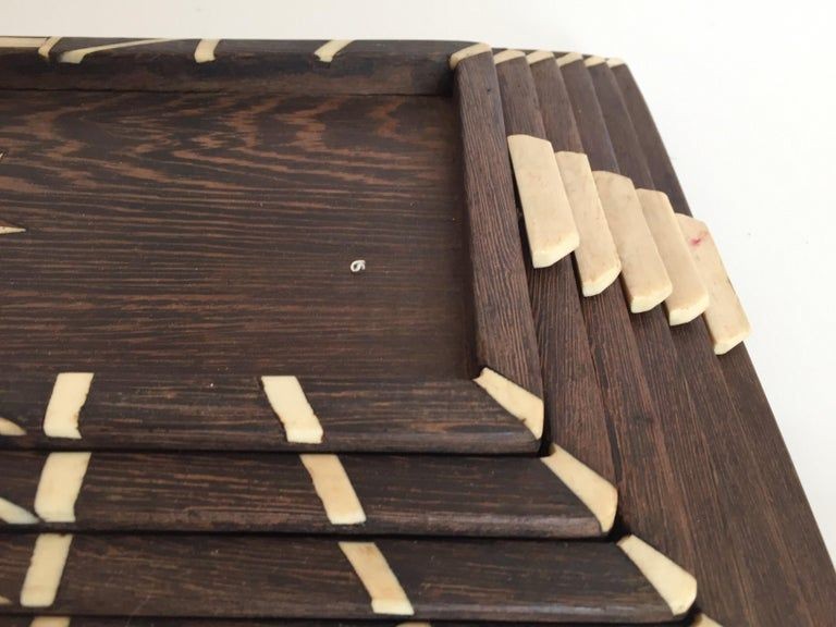 Antique Anglo-Indian set of Six Staking Wood Trays with Bone Inlays