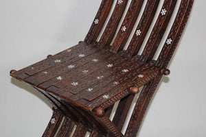 Moorish 19th Century Middle Eastern Inlaid Folding Chair