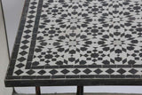 Moroccan Fez Mosaic Table in Black and White Tiles