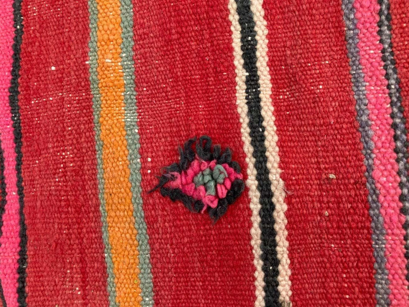 1960s Moroccan Vintage Flat-Weave Ethnic Textile Rug