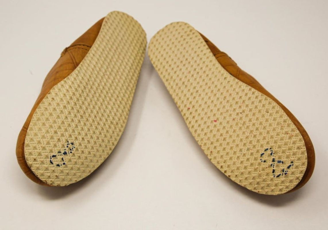 Moroccan Hand Tooled Yellow Leather Slippers Ethnic Shoes
