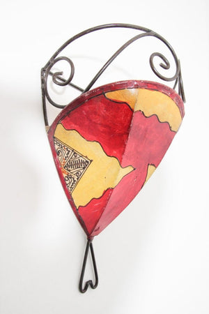 Vintage Parchment Moroccan African Tribal Art Wall Sconce