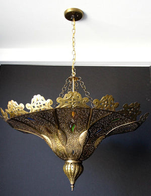 Moroccan Moorish Brass Pasha Chandelier
