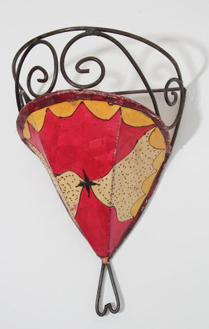 Pair of Parchment Moroccan African Art Handpainted Wall Sconce