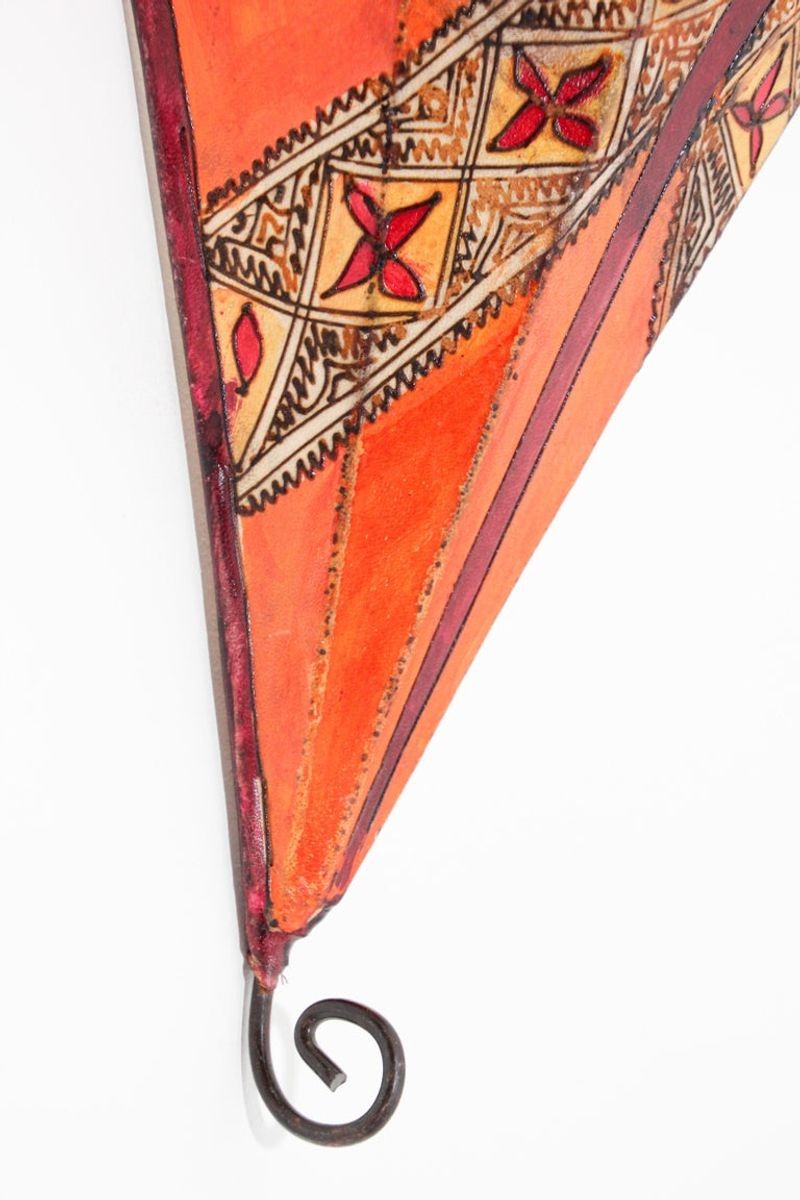 Moroccan Parchment Handpainted Folk Art Wall Sconce