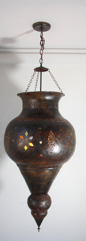 Vintage Moroccan Bronze Moorish Chandelier