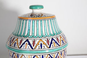 Handcrafted Ceramic Glazed Covered Jar in Fez Morocco