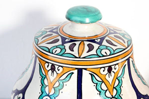 Moorish Ceramic Glazed Covered Jars Handcrafted in Fez Morocco
