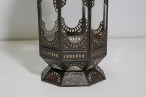 Moroccan Metal and Clear Glass Candle Lantern