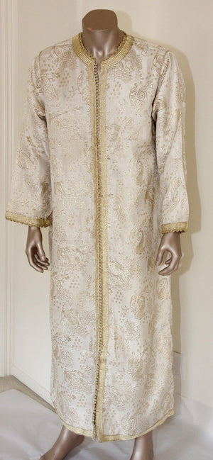 Moroccan Vintage Kaftan Gentleman Silver and Gold Caftan, circa 1970