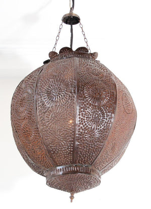 Handcrafted Moroccan Metal Orb Pendant, North Africa