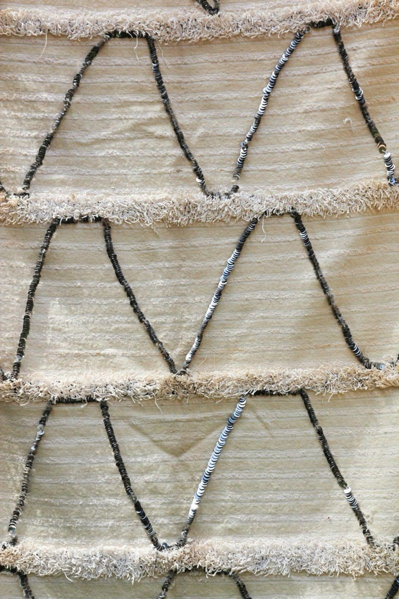 Vintage Tribal Moroccan Textile Handcrafted Wedding Blanket Throw with Sequins