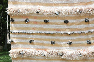 Vintage Folk Art Moroccan Handcrafted Wedding Blanket Throw with Sequins 5