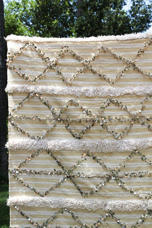 Vintage Moroccan Handcrafted Wedding Blanket Throw with Sequins