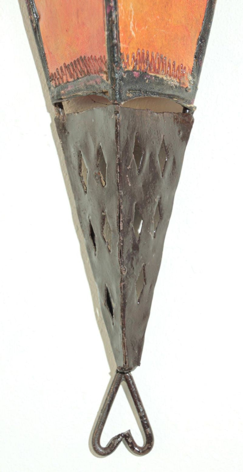 Moroccan Folk Art Metal and Parchment Wall Shade Sconce