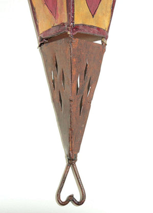 Vintage Handpainted Moroccan Folk Art Parchment Wall Sconce - 2