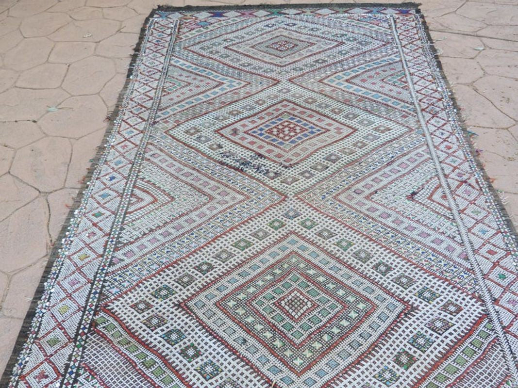 1960s Vintage Zemmour Moroccan Berber Rug Runner
