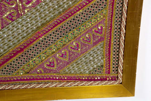 Mughal Style Metal Threaded Tapestry Framed from Rajasthan, India