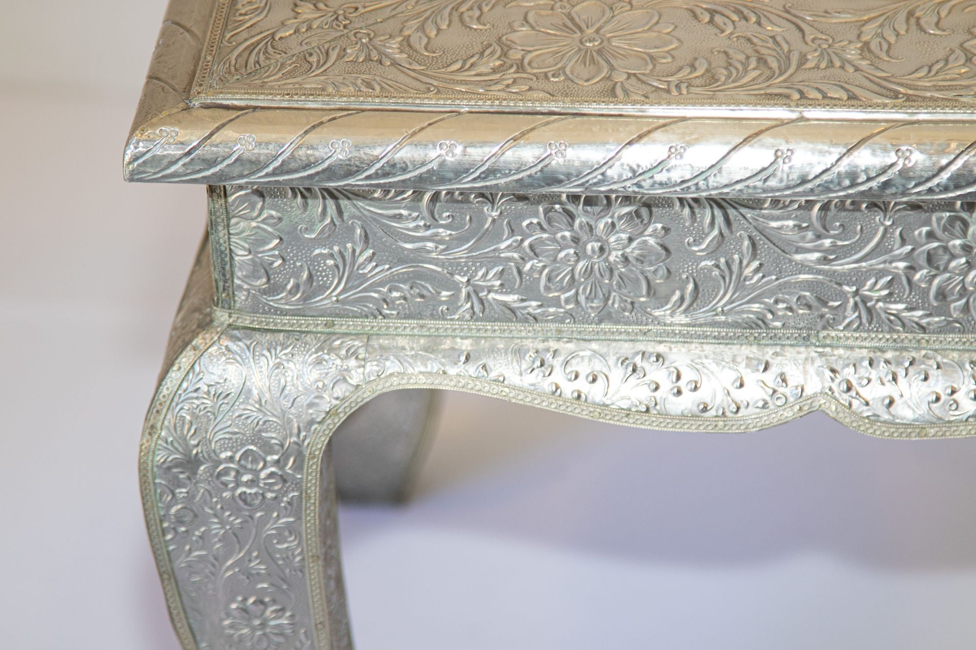 1950 Anglo-Indian Silver Wrapped Clad Side Low Table