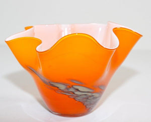 Murano Art Glass Venetian Fulvio Bianconi Vase Orange Freeform Handkerchief