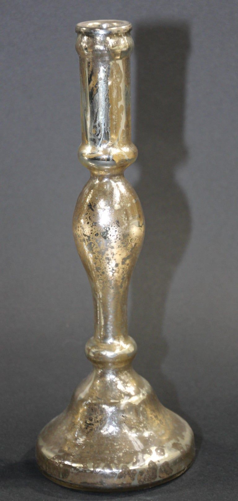 Silvered Mercury Glass Candlesticks, British Colonial Style, 1999