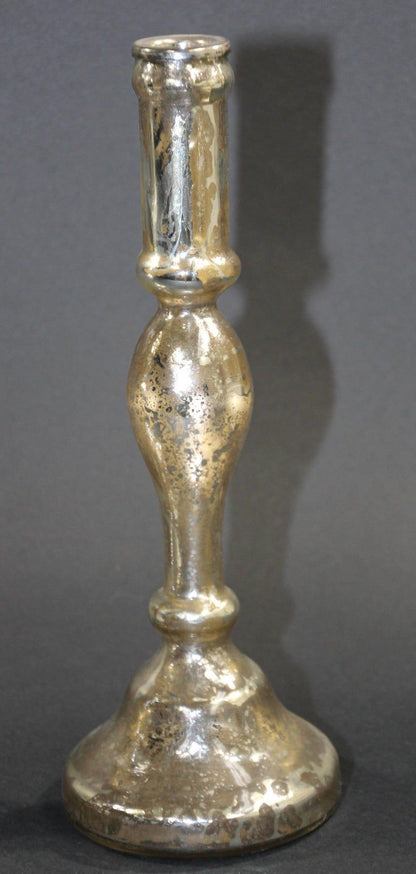 Silvered Mercury Glass Candlesticks, British Colonial Style, 1999