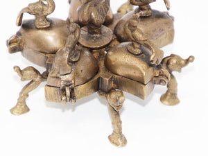 Antique Hindu Brass Box with Peacocks and Elephants