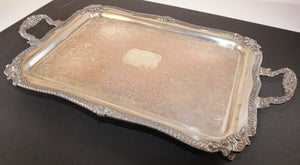 Vintage Large Silver Plate Tray George IV English Style