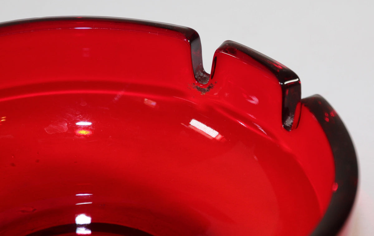 Vintage Mid-Century Ruby Red Glass Cigar Ashtray by Viking, USA, 1960s