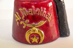 Vintage Masonic Shriner Burgundy Ceramic Vase
