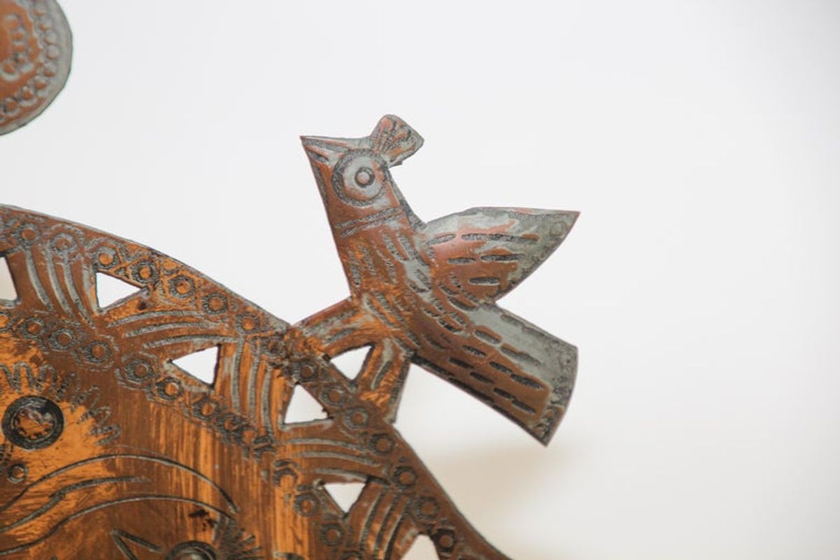 Moroccan Copper Hanukkah Lamp Judaica Menorah