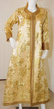 Moroccan Caftan Gold Damask Embroidered, Vintage, 1960s