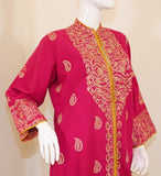 Vintage Moroccan Caftan Hot Pink with Gold, 1970's