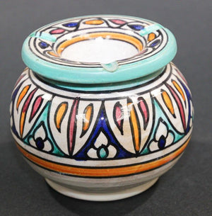 Moroccan Hand Painted Vintage Ceramic Astray from Fez