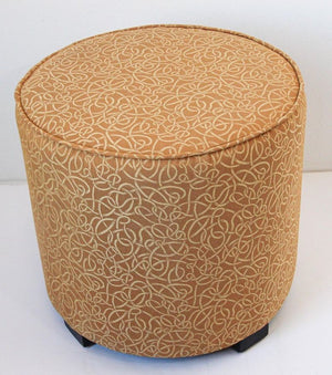 Post Moroccan Art Deco Style Pouf Upholstered in Gold Fabric