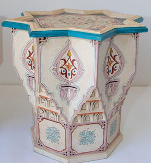 Moroccan Moorish Star Shape Ivory Side Tables a Pair