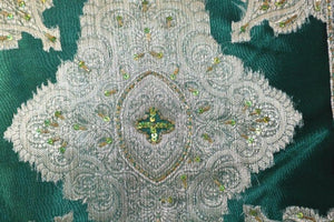 Green Moorish Pillow Embellished with Sequins and Beads