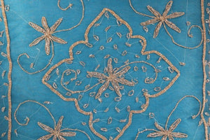 Moorish Throw Pillow Turquoise Embellished with Sequins and Beads