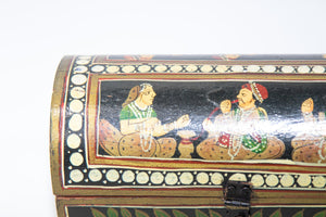 Indian Wood Pen Box with Hand Painted Figural Scenes