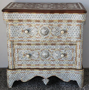 White Inlay Moorish Moroccan Nightstand Dresser