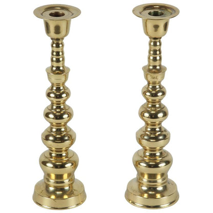 Pair of Polished Brass Candlesticks