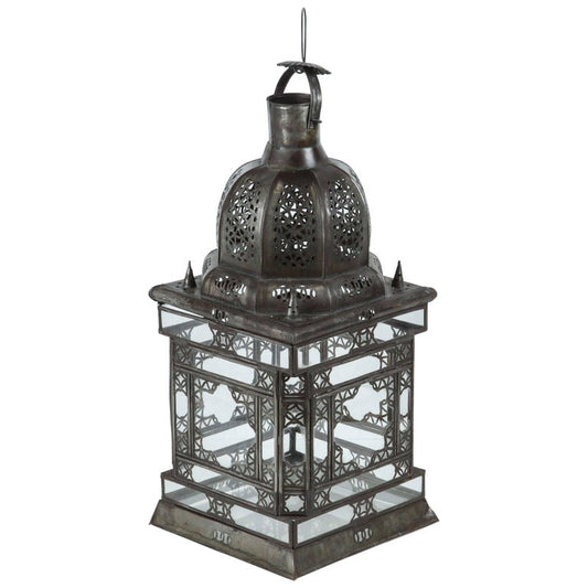 Moroccan Moorish Clear Glass Lantern with Filigree Design
