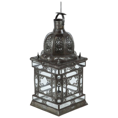 Moroccan Moorish Clear Glass Lantern with Filigree Design