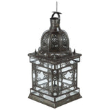 Moroccan Moorish Clear Glass Lantern with Filigree Design