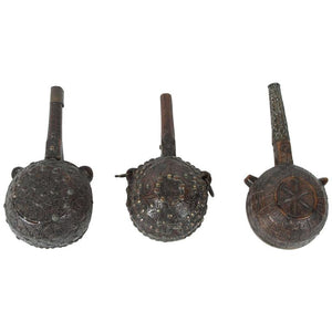 Set of Three Moroccan Tribal Gun Powder Flasks